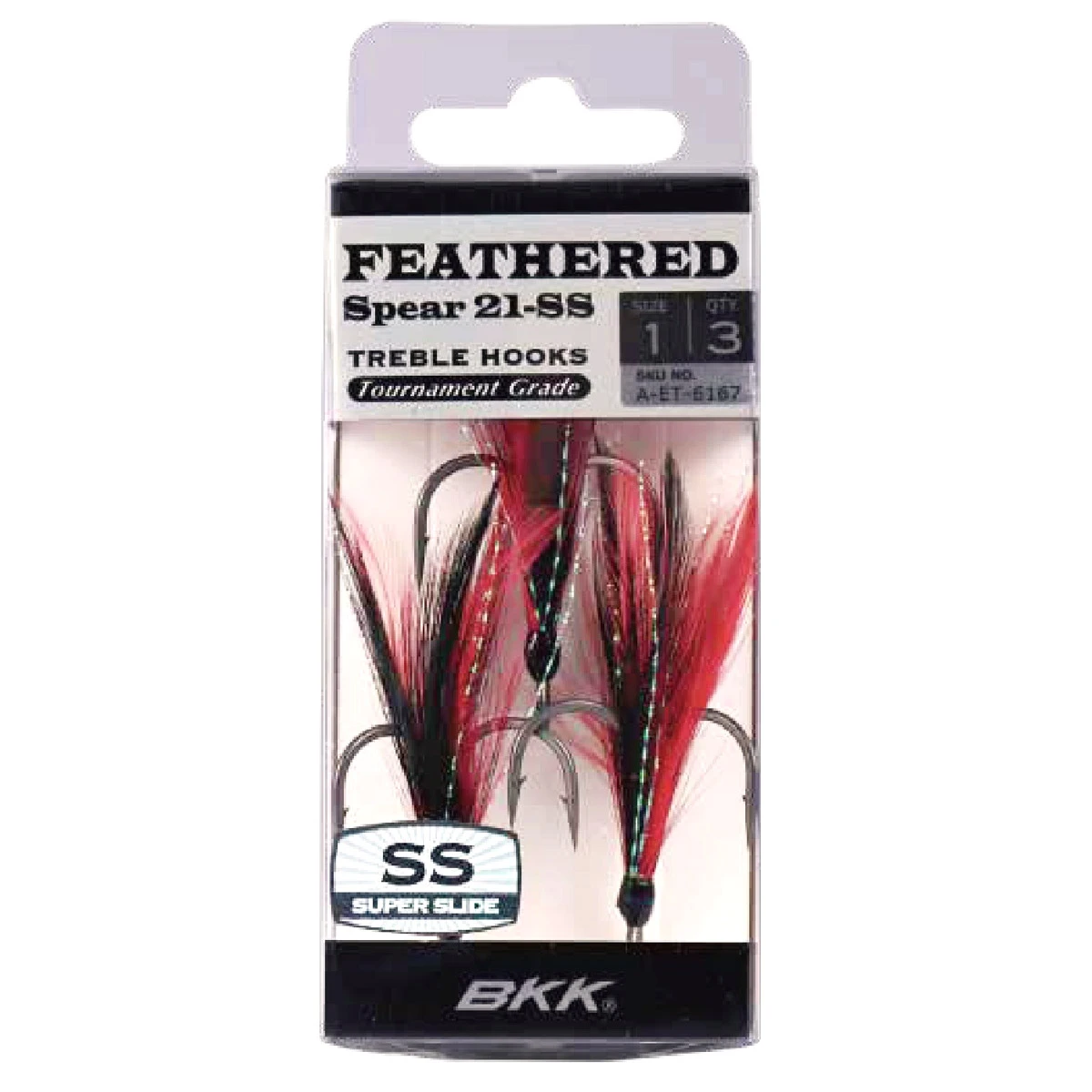 BKK Feathered Spear 21-SS Treble Hook Black & Red - Afbeelding 2